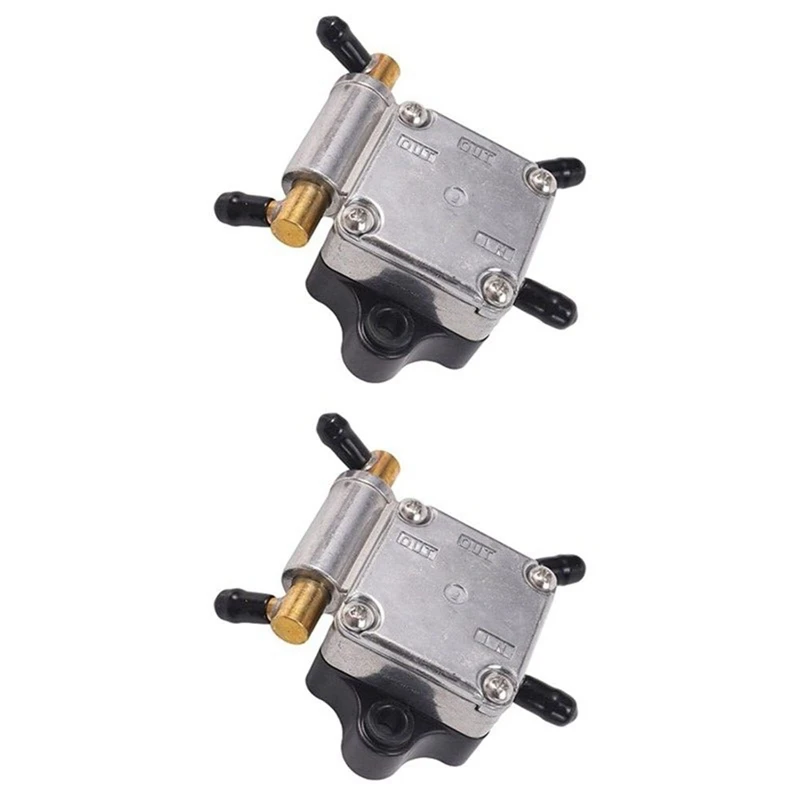 2 PCS Boat Engine Fuel Pump Assy 6AH-24410-00 Silver & Black Metal For Yamaha Outboard 4-Stroke 15HP 20HP Outboard Motor image 5