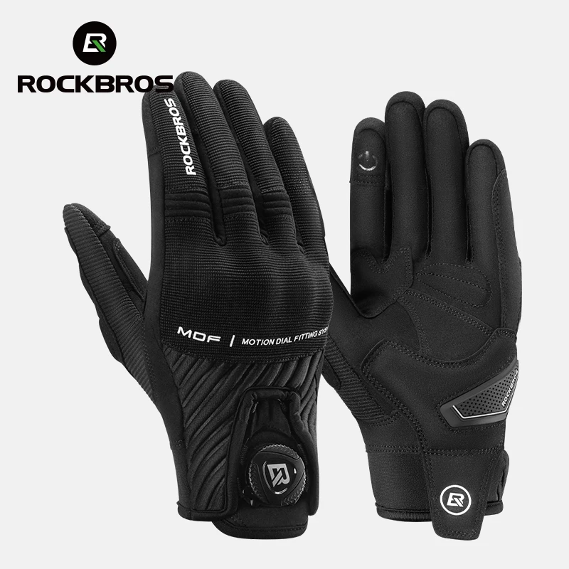 

ROCKBROS Cycling Gloves for Motorcyclists Quick-Adjust Men Cycling Gloves Full Finger Screen Touch SBR Pad Protection Mtb gloves