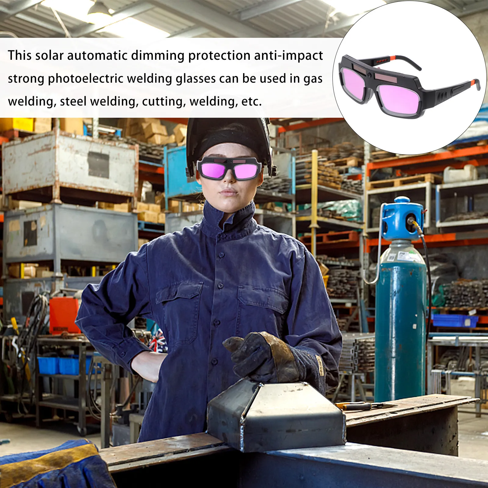 

1Pcs Auto Darkening Welding Glasses with Uv Ir Protection Safety Goggles for Electric Gas Argon Welding and Metal Grinding Work