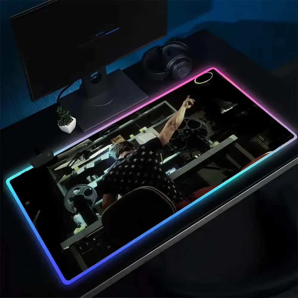 Movie Fight Club Mouse Pad Anime Gaming Mouse Pad LED Table Pads Backlit Rubber Desktop XXL RGB Desk Mats