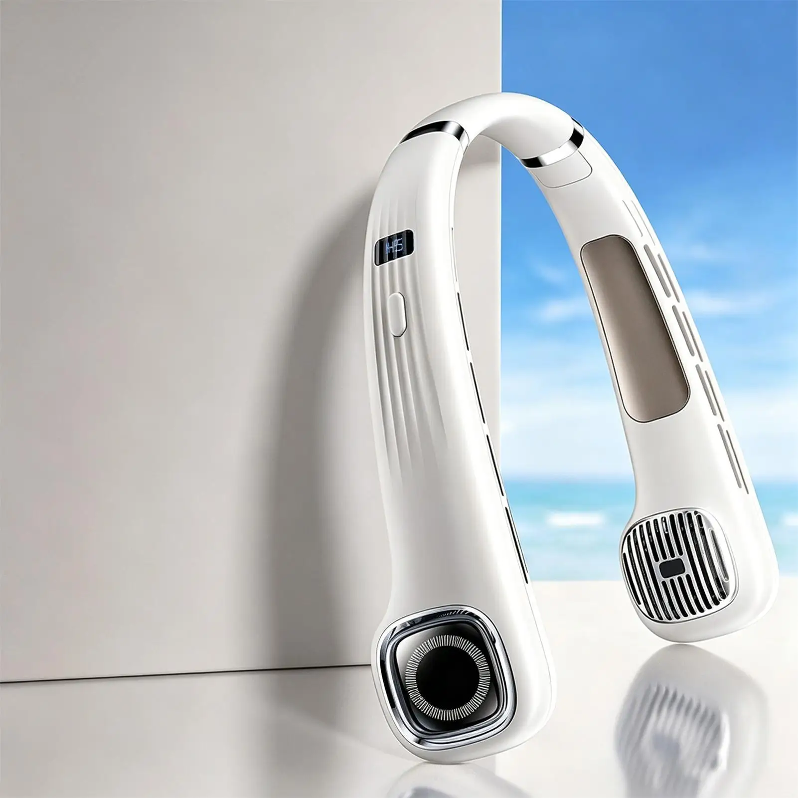 Mini Neck Mounted Fan Portable Bladeless Neck USB Rechargeable Air Cooler 5 File Speed Summer Sports Fan Outdoor Sports Fans