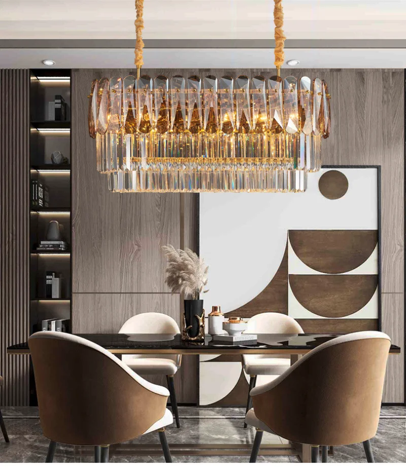 

Gold SteelHanging Lamp Deco Modern Luxury E14 Led Pendant Lights Body Lustre K9 Crystals Pendant Lamp Living Room Home