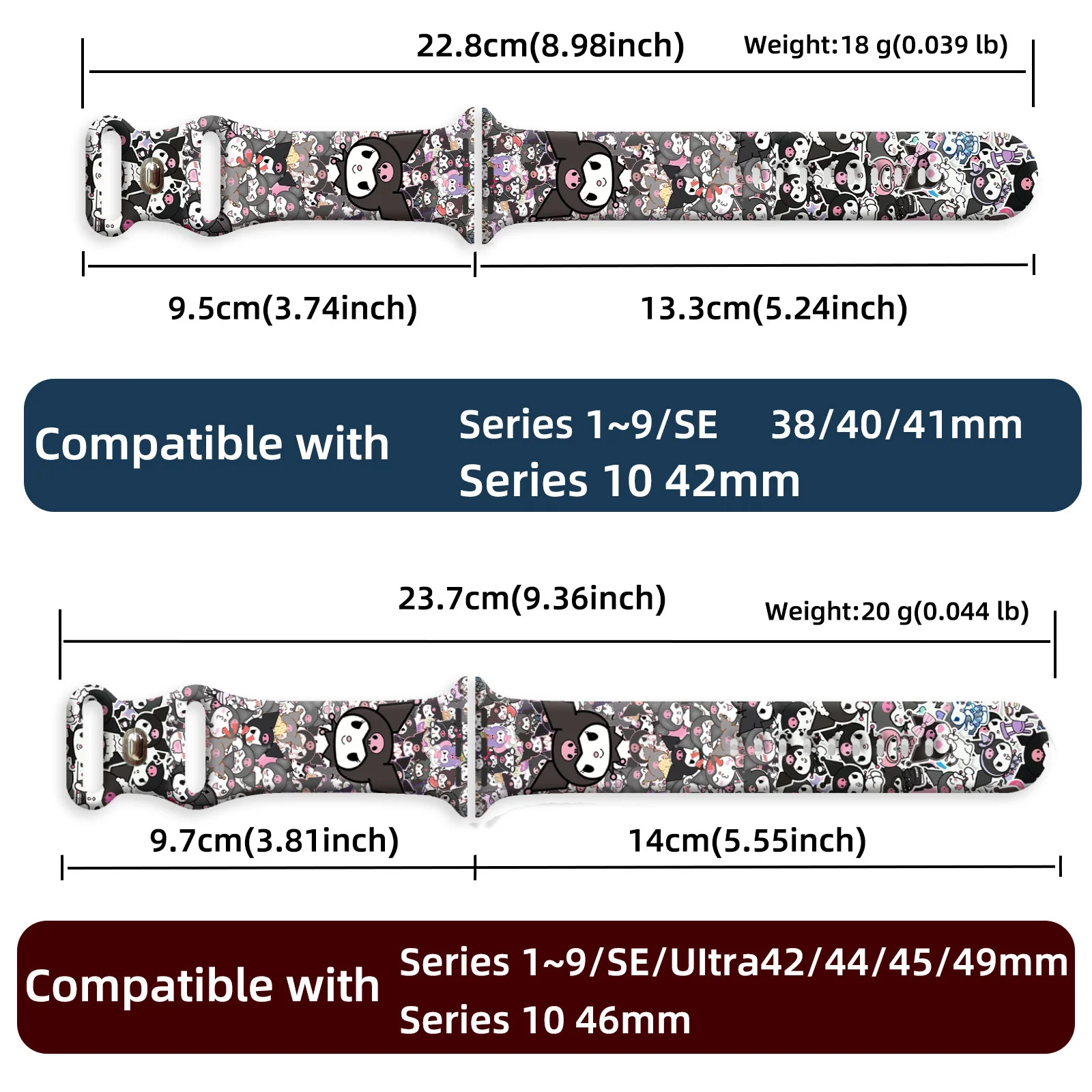 حزام مطبوع من سلسلة سانريو الصغيرة لساعة أبل 11 10 9 8 SE سوار من السيليكون قابل للاستبدال لساعة iWatch 46 مللي متر 42 مللي متر 41 مللي متر 40 مللي متر #6