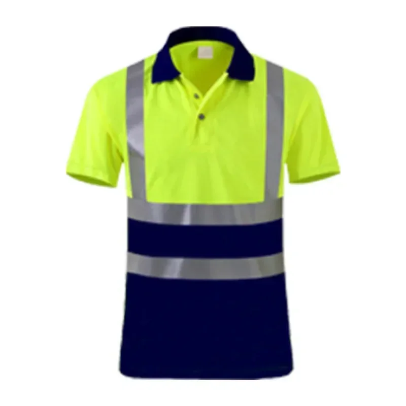 High Visibility Shirts for Work Short Sleeve Breathable Two Tone Workwear Polo Reflective Uniform T-shirt for Men Construction