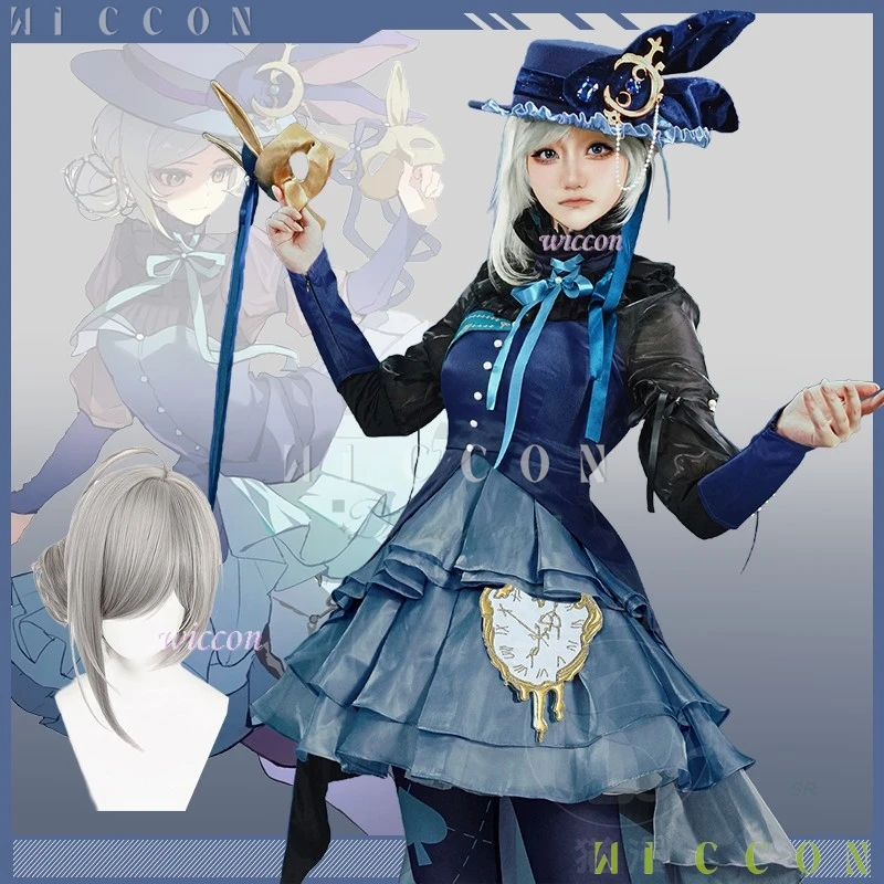 

Реверс игры на Хэллоуин: 1999 Vertin, длинноухий часовщик, синее платье Лолиты, аксессуары для парика, полный костюм для взрослых, карнавальная вечеринка, Clo