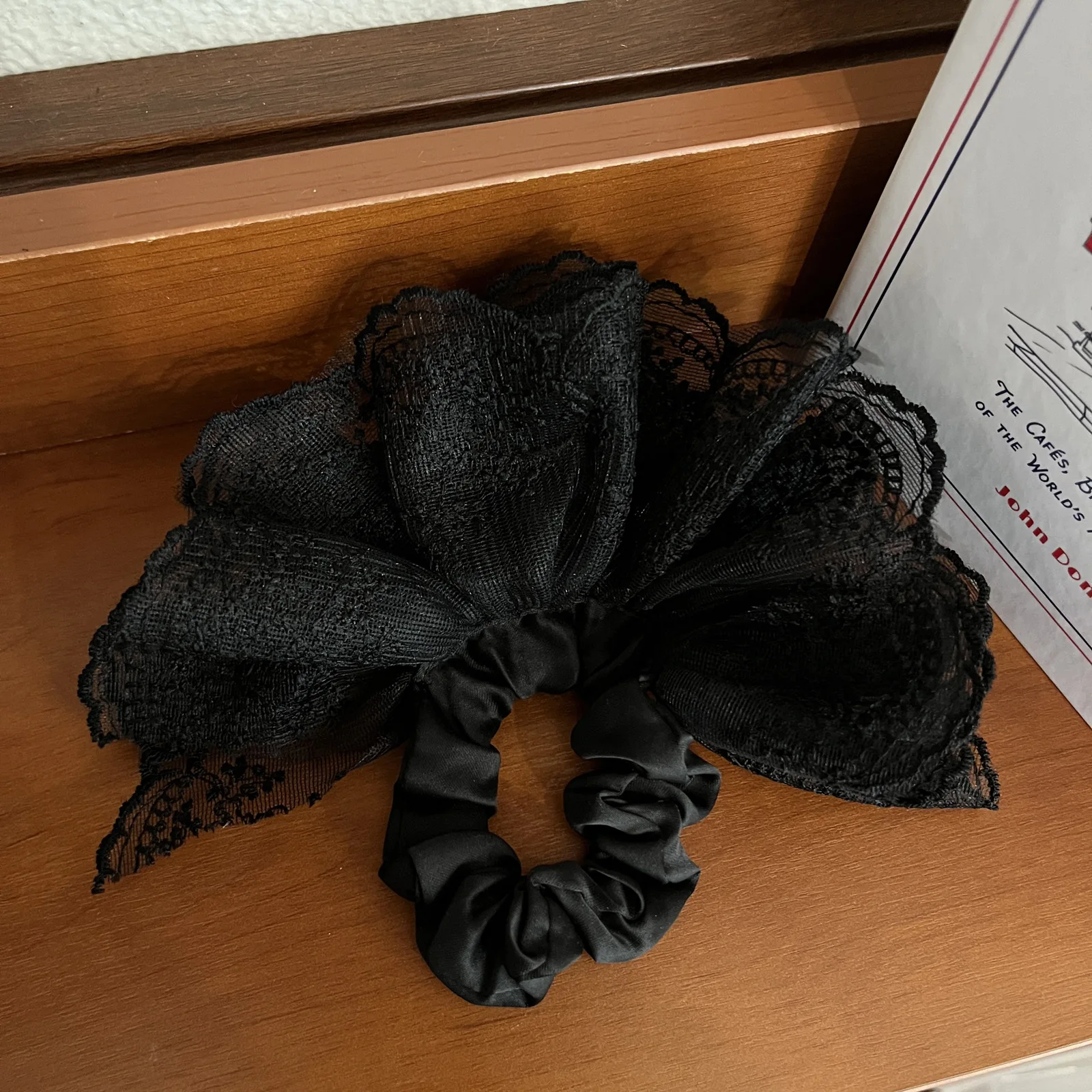 Korean Double-Layer Embroidered Scrunchie, Ballet Style Headband