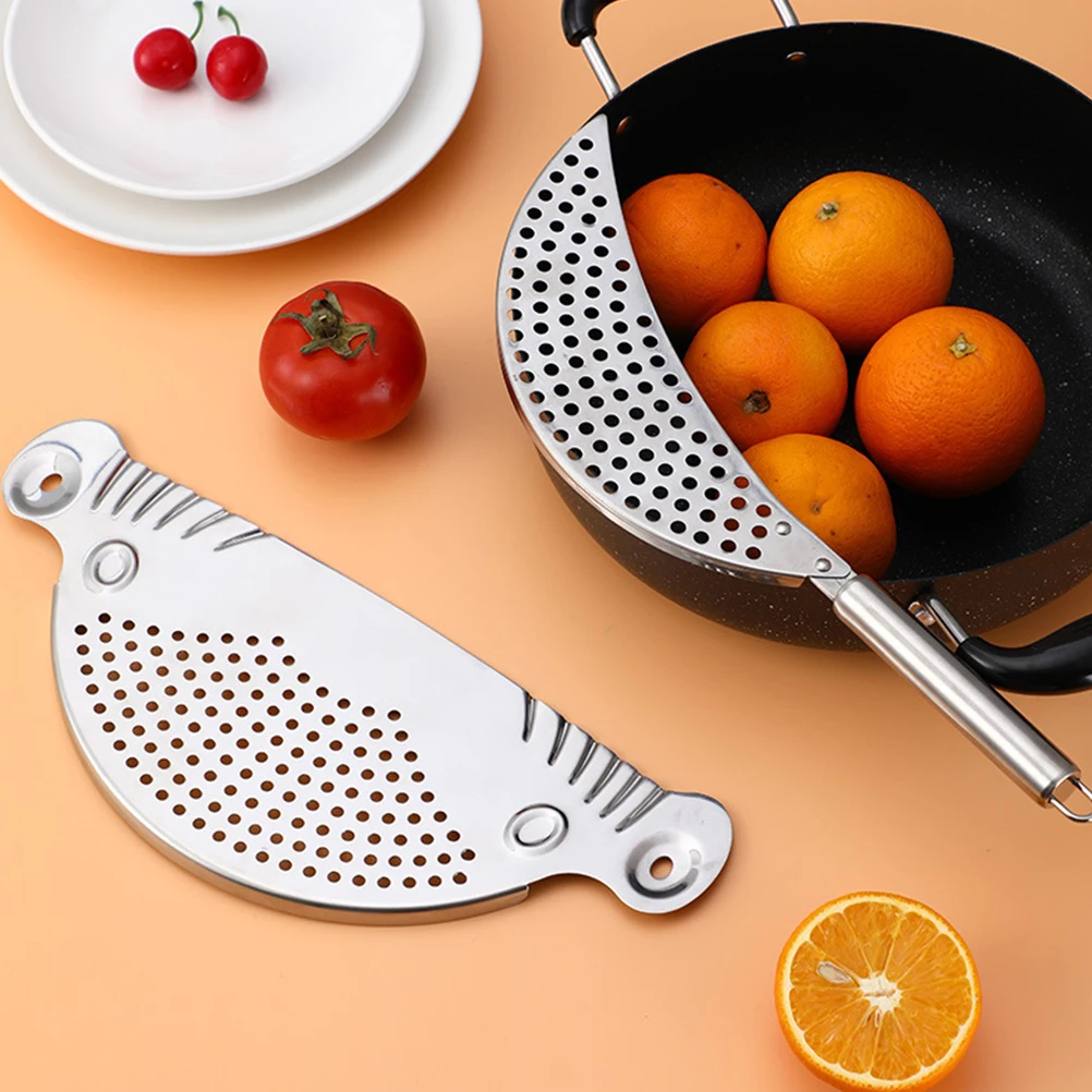

Stainless Steel Pot Strainer Crescent Design Easy Clean Kitchen Tool Pasta Rice Drain Fruit Filter Practical Pan Strainer