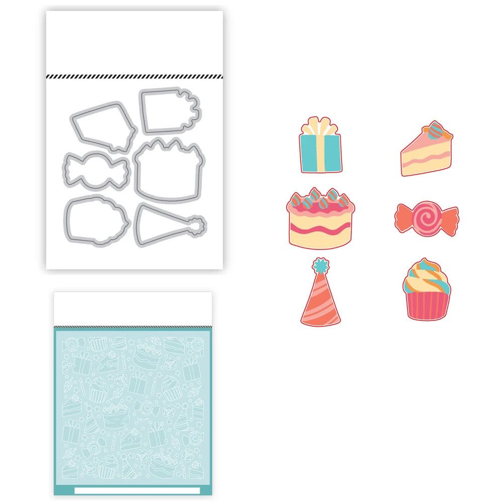 2024 New It's A Party Cake Candy Party Hat Metal Cutting Dies and Stencils Scrapbooking For Greeting Card Making no Clear Stamps