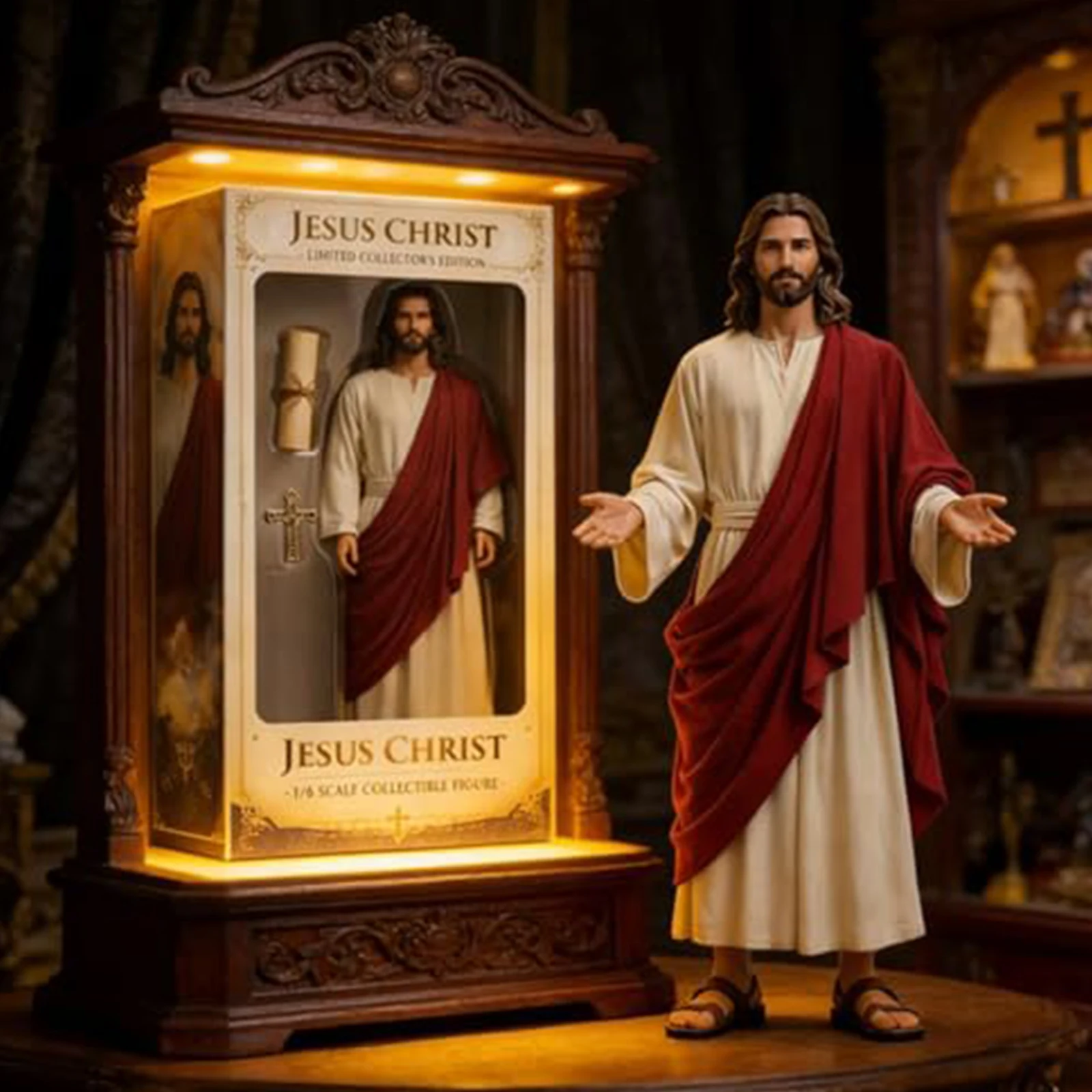 Figura em Escala Jesus Cristo Edição de Colecionador Jesus Ama Você Estátua do Sagrado Coração de Jesus Figura em Escala 1/6 Decoração Cristã