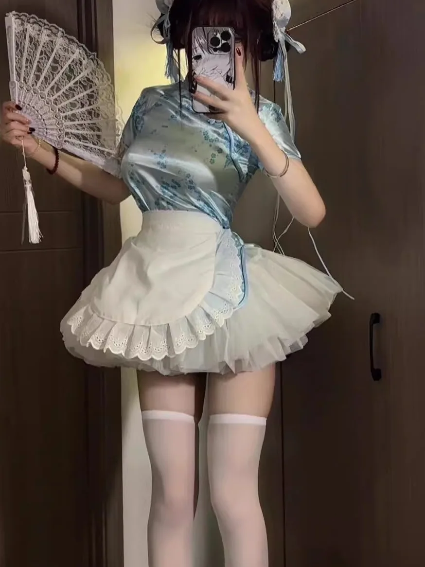 تنورة صينية جديدة من Sle Dr loween Cisas Cosplay orm تنورة خادمة ناعمة للفتيات ملابس يومية