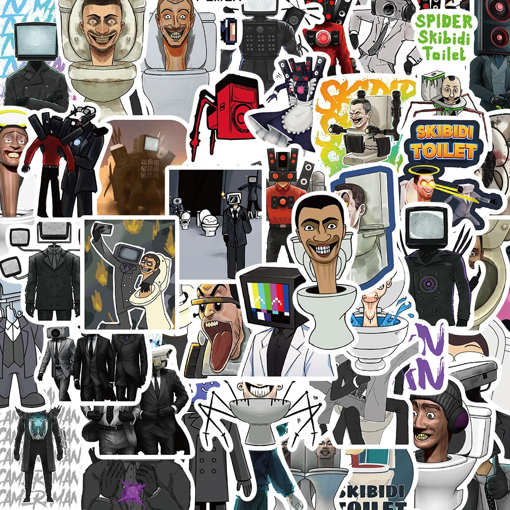 10/30/50pcs Hot Game Skibidi Toilet Stickers Spoof Cartoon Anime Sticker Skateboard Motorcycle Phone Decals Decoration Supplies