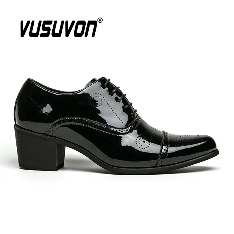 6CM Oxfords Formal Fashion Penny Loafers Casual Men Dress Shoes Classic Dress Lace-Up Black Causal Footwear Big Size 38-46 Flats