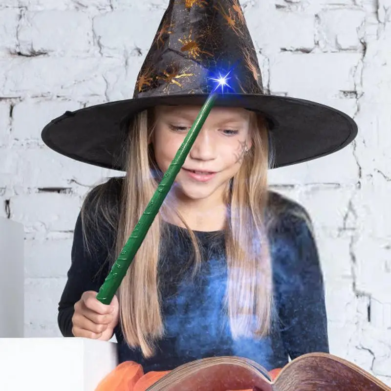 Light Up Wizard Wand Glowing Witch Toy For Kids Illuminating Wand With Sound And Light Party Costume Accessory For Halloween