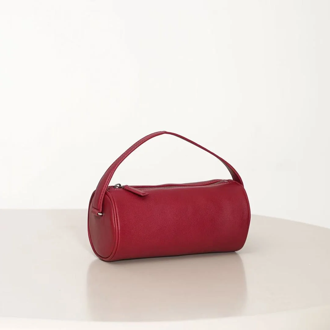 

Новинка 2023 года, круглая кожаная сумка Cylinder Tr eep, сумка на одно плечо, чехол для ручек, простая дорожная сумка-подушка, женский кошелек