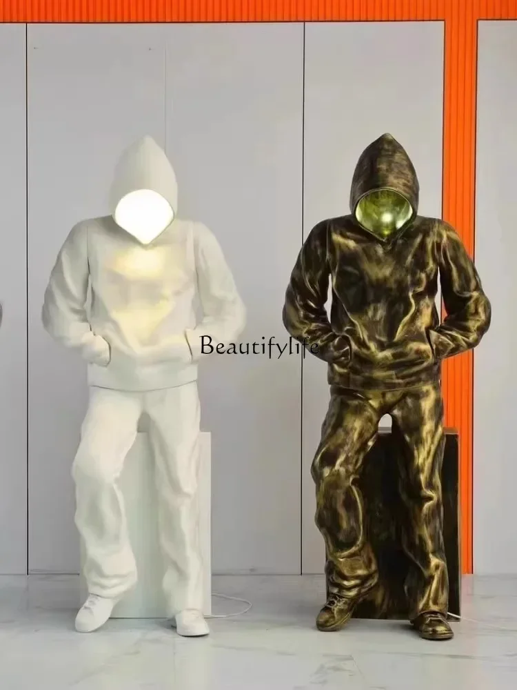 03.Art Sculpture Electroplating Sitting Decoration Sculpture Shop Window Bar Lobby Large Decoration