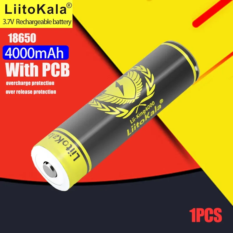 1 шт. LiitoKala KING4000 18650 4000 мАч аккумулятор 3,7 В литиевая аккумуляторная батарея подходит для защиты печатной платы фонарика