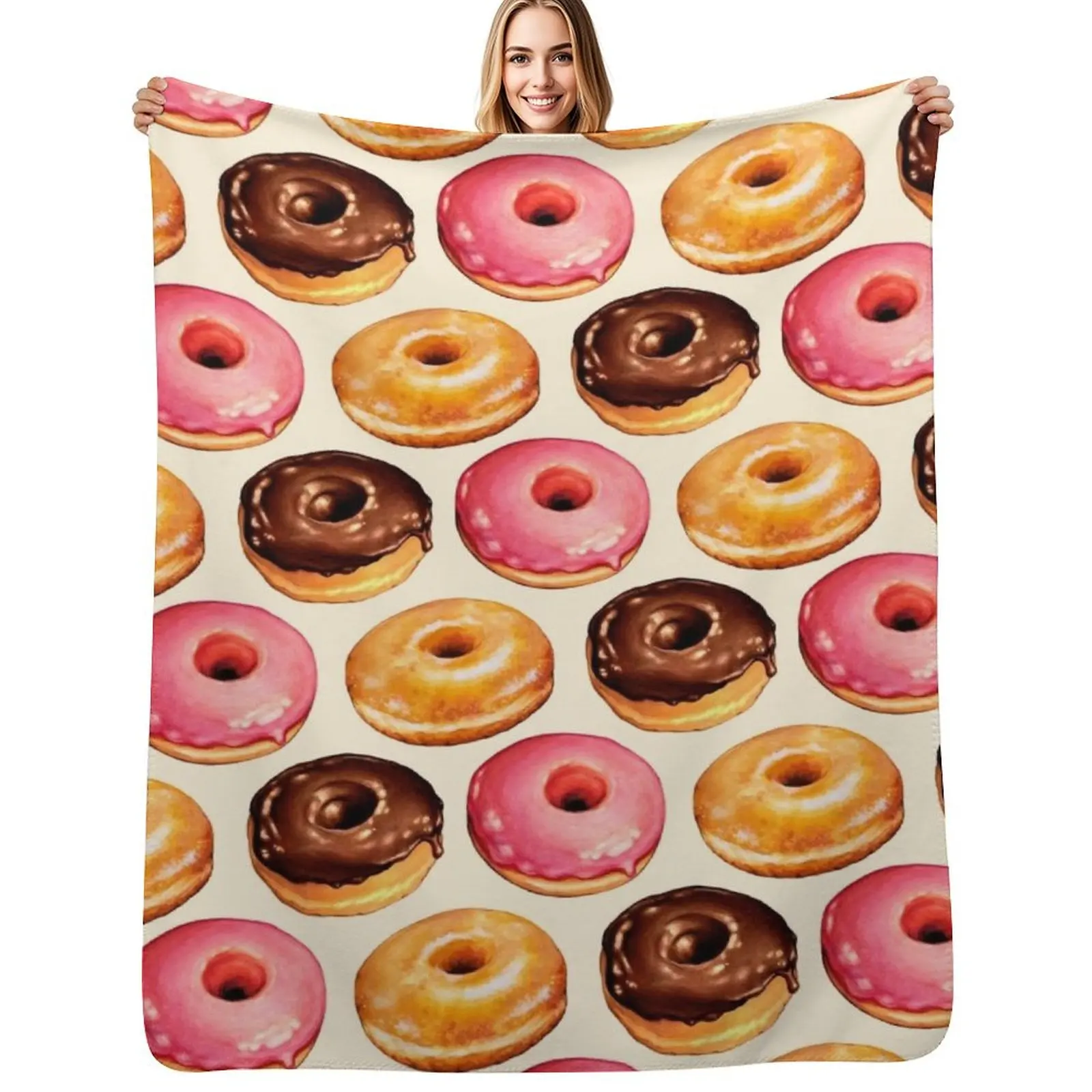 

Donut Pattern Throw Blanket Year Round Soft Comfortable Blanket for Home