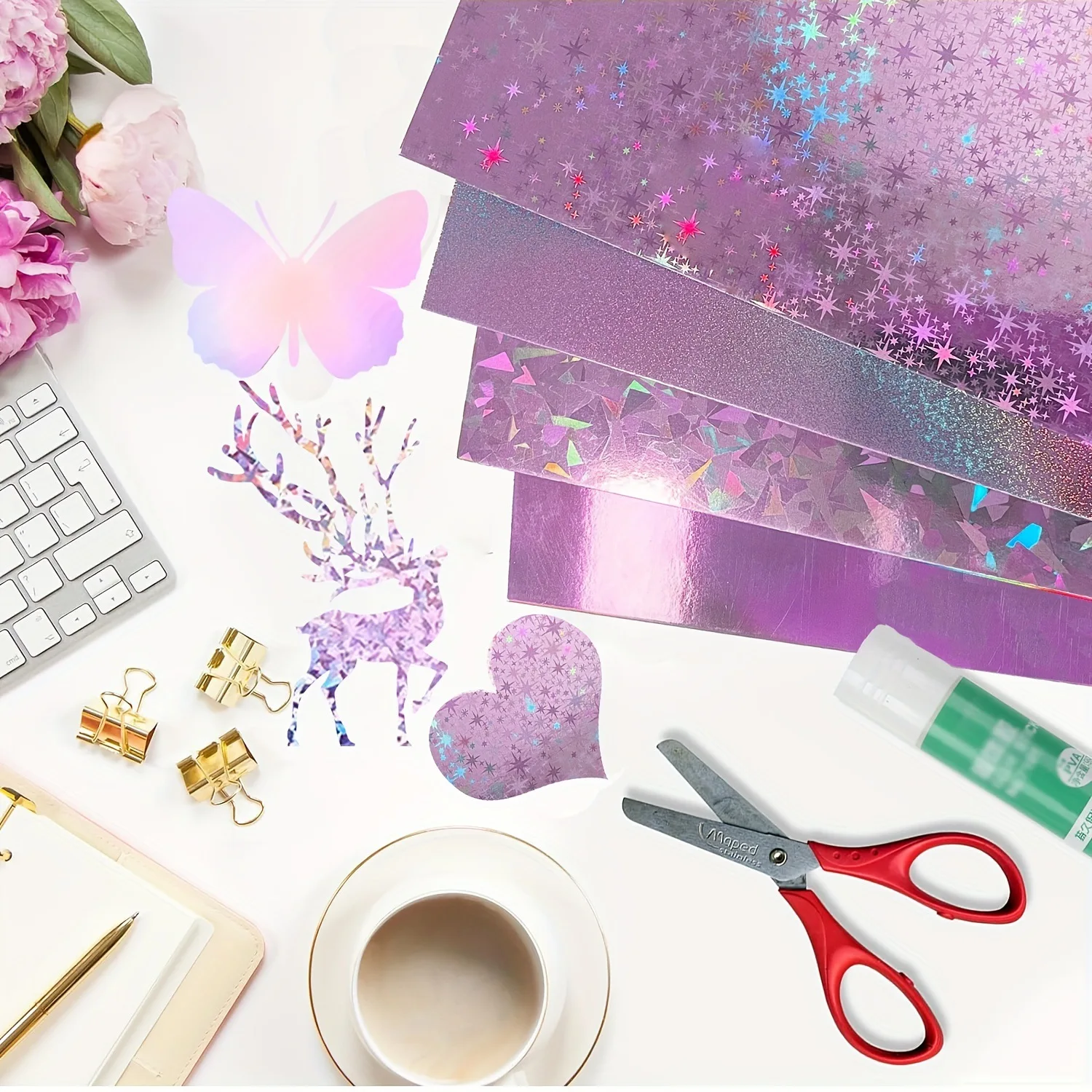 20 ورقة معدنية ثلاثية الأبعاد ورق ليزر 250GSM سكرابوكينغ تزيين لتقوم بها بنفسك مجلة غير المرغوب فيه ملصقات صنع البطاقات الكولاج