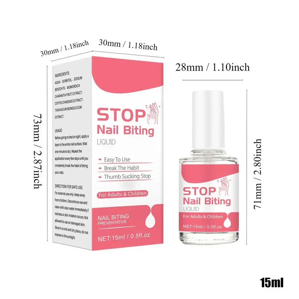 Sdotter 1pcs 15ml Stop Nagelbijten Behandelingen Vloeistof Stop Bittere Vloeistof Nagelriemverzorging Benodigdheden Voor Kinderen en volwassenen