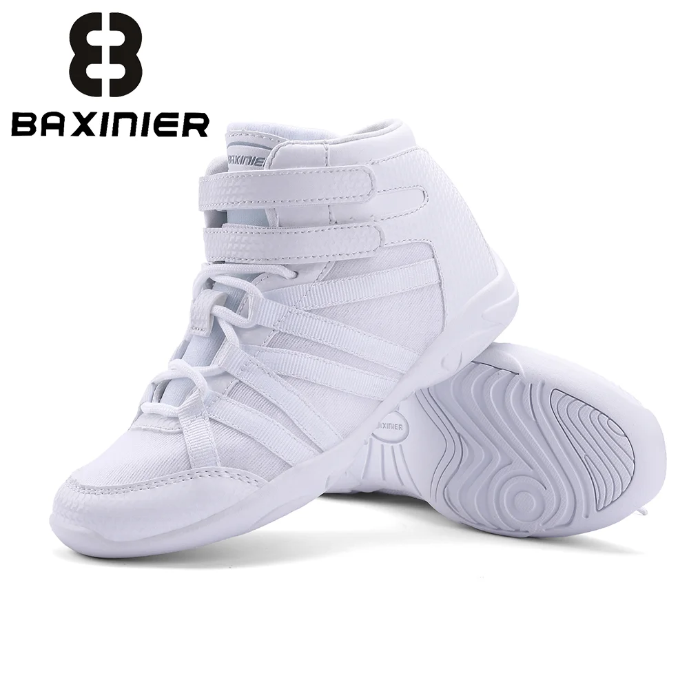 

BAXINIER Белые высокие туфли для девочек, легкие танцевальные кроссовки для тренировок на соревнованиях — универсальные молодежные черлидинги