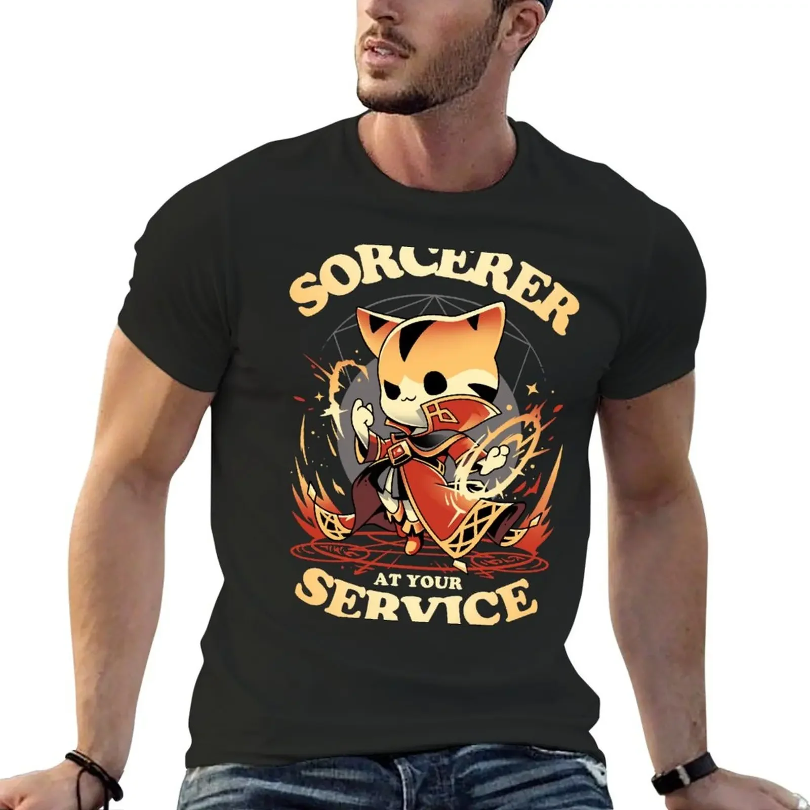 Sorcerer's Call - Cat Gamer T-Shirt cute clothes oversized t shirt men clothings