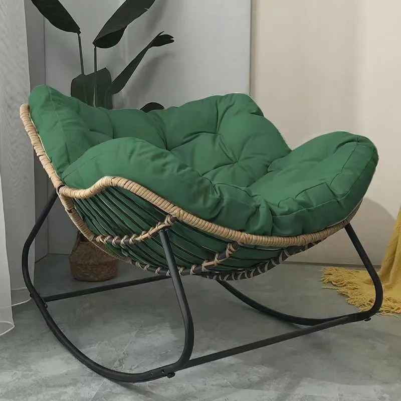 Realife – chaise à bascule en rotin tissé, sac souple et confortable pour s'asseoir ou couché, chaise à bascule paresseuse, balcon, usage domestique, en fer forgé