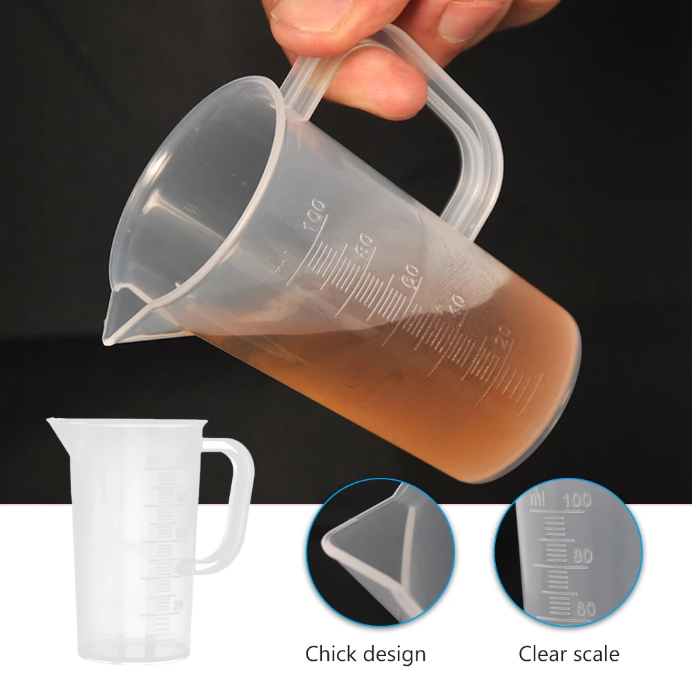 

3pcs Transparent Plastic Measuring Water Jug For Home Baking Juice Tea Cold Use Easy Grip Container Beaker Milk Tea Cup