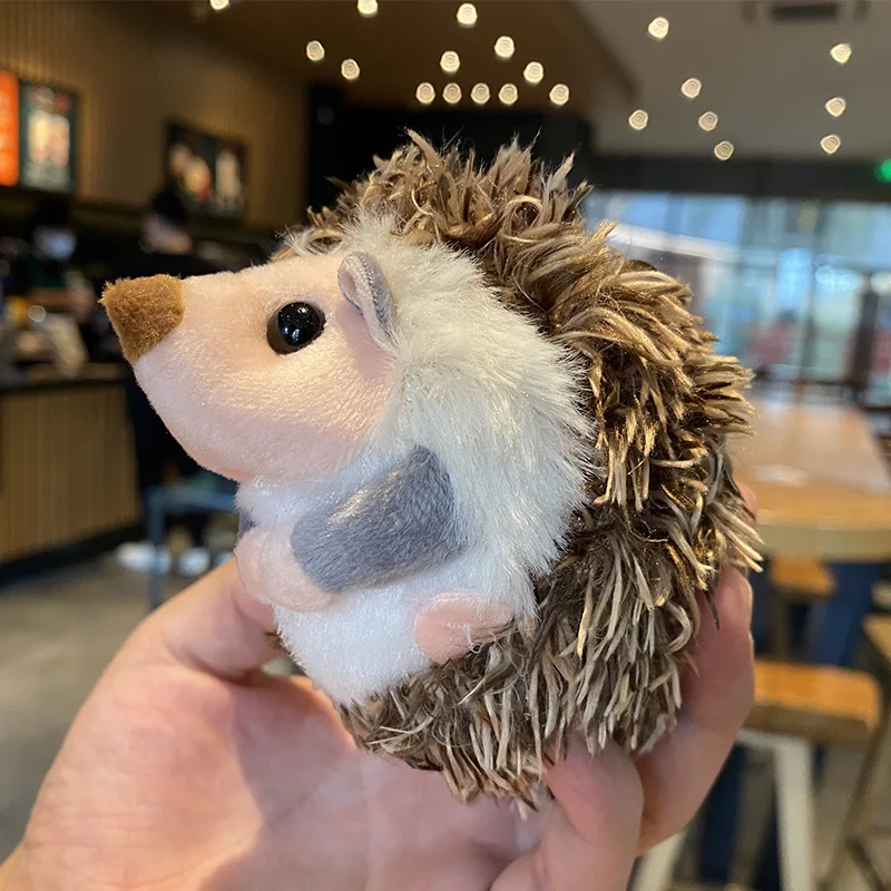 cute plush toy lovely cartoon animal sweet brown hedgehog soft small doll pendant key ring birthday Christmas gift