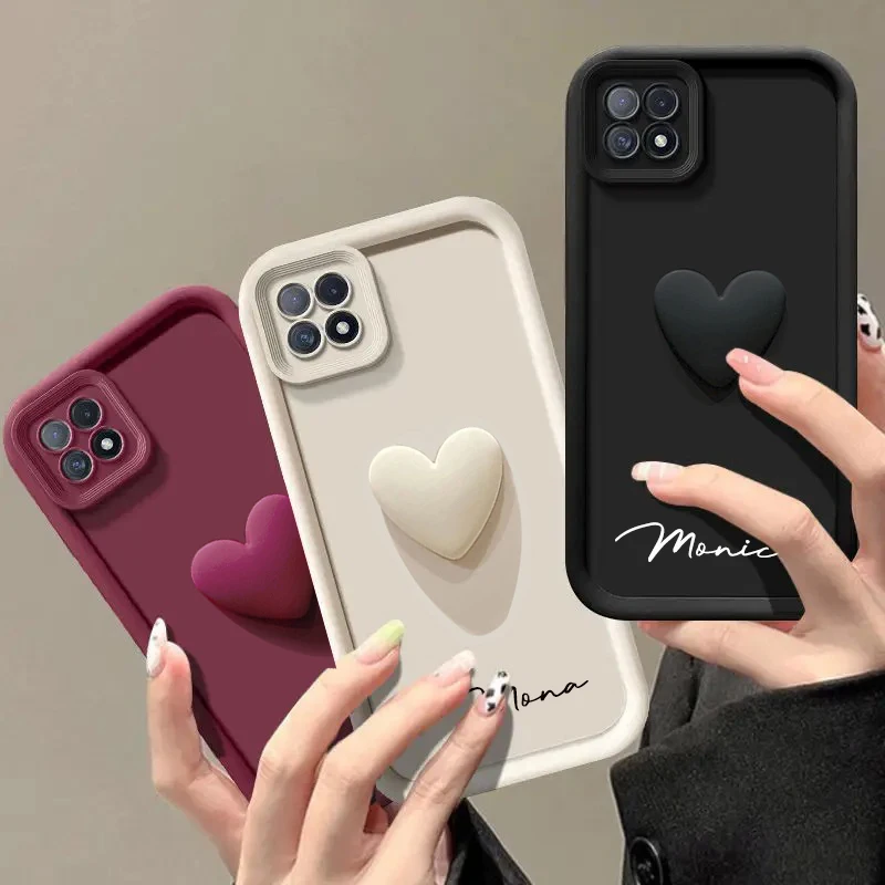 Nome personalizzato personalizzato 3D Love Heart Custodia per Samsung Galaxy A25 A24 A23 A22 4G 5G A21S Cover morbida di lusso A25 A24 A23 A22