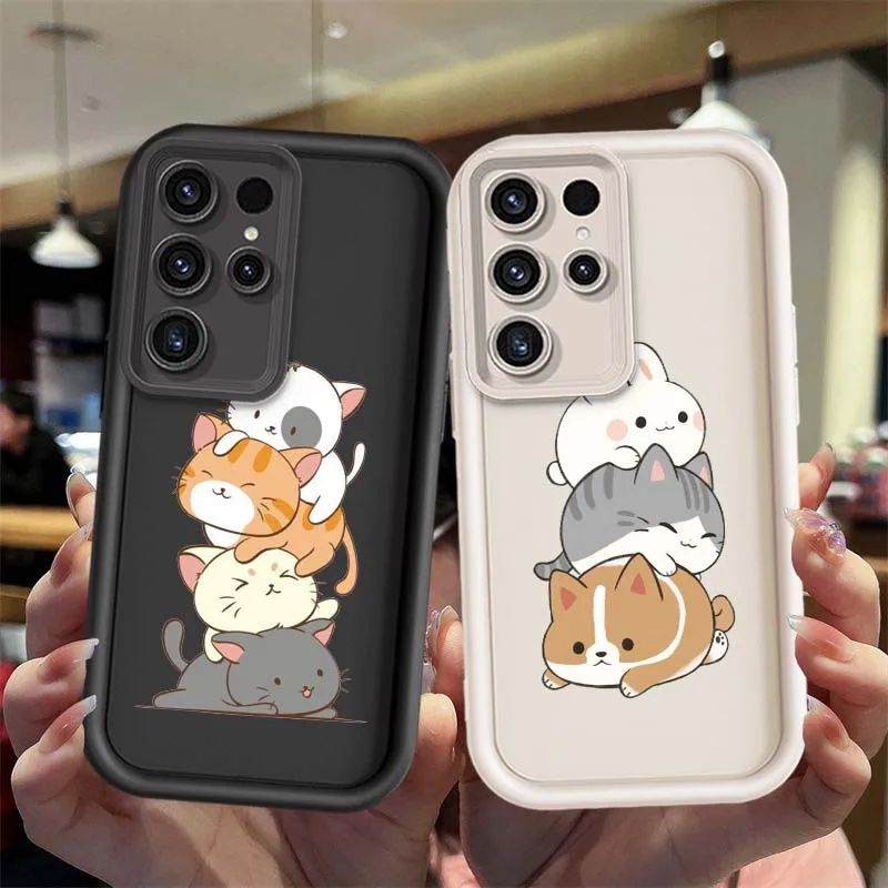 Cute Cartoon Animals For Samsung Galaxy S25 S24 S23 S22 S21 Ultra Lite Plus FE Eye Ladder Phone Case Cover