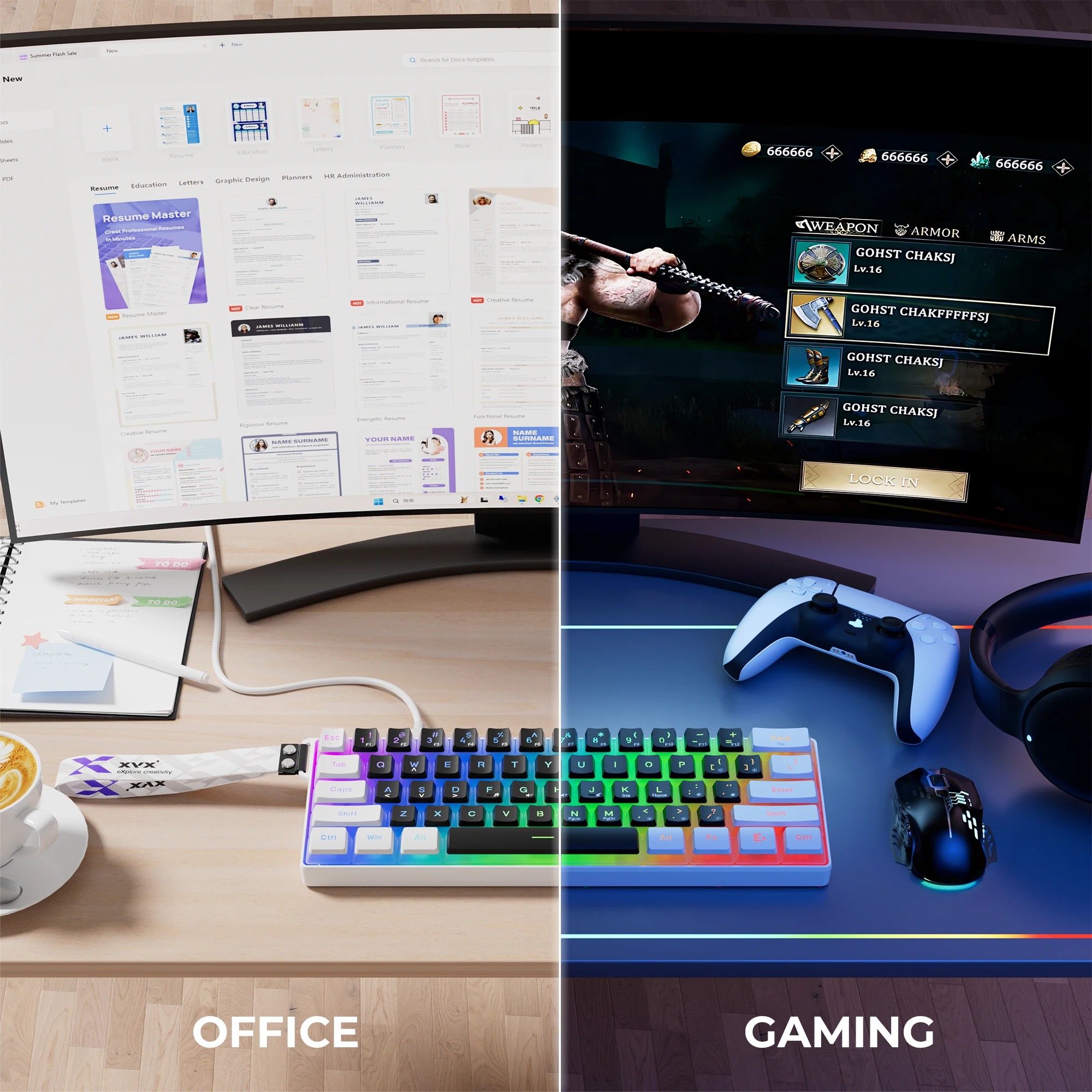 XVX K61 ミニ 60% ゲーミングキーボード RGB バックライト付き 61 キー超コンパクトキーボード人間工学に基づいた防水メカニカルフィーリングオフィス