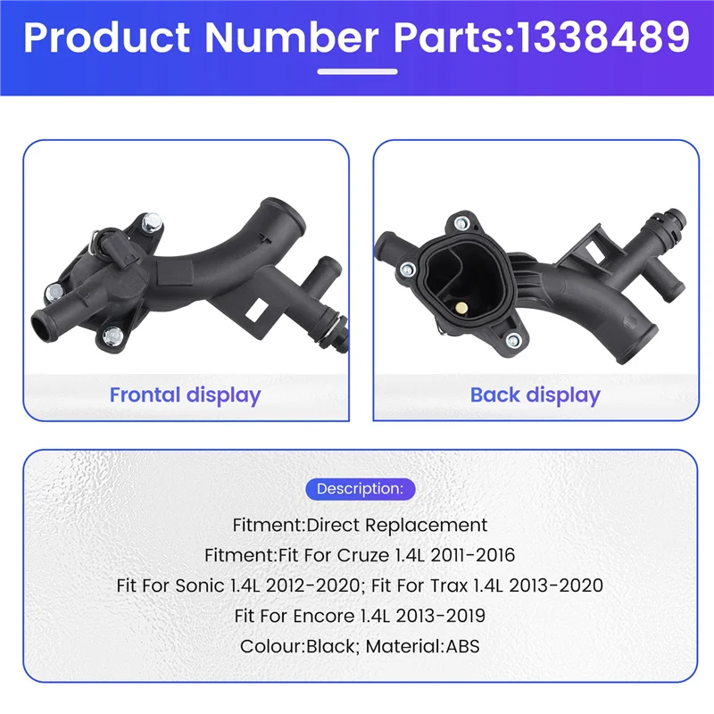 

A33K-Car Engine Water Pump Outlet Coolant Thermostat Housing 1338489 For Chevy Cruze 1.4L 2011-2016 Buick Encore 2013-2019