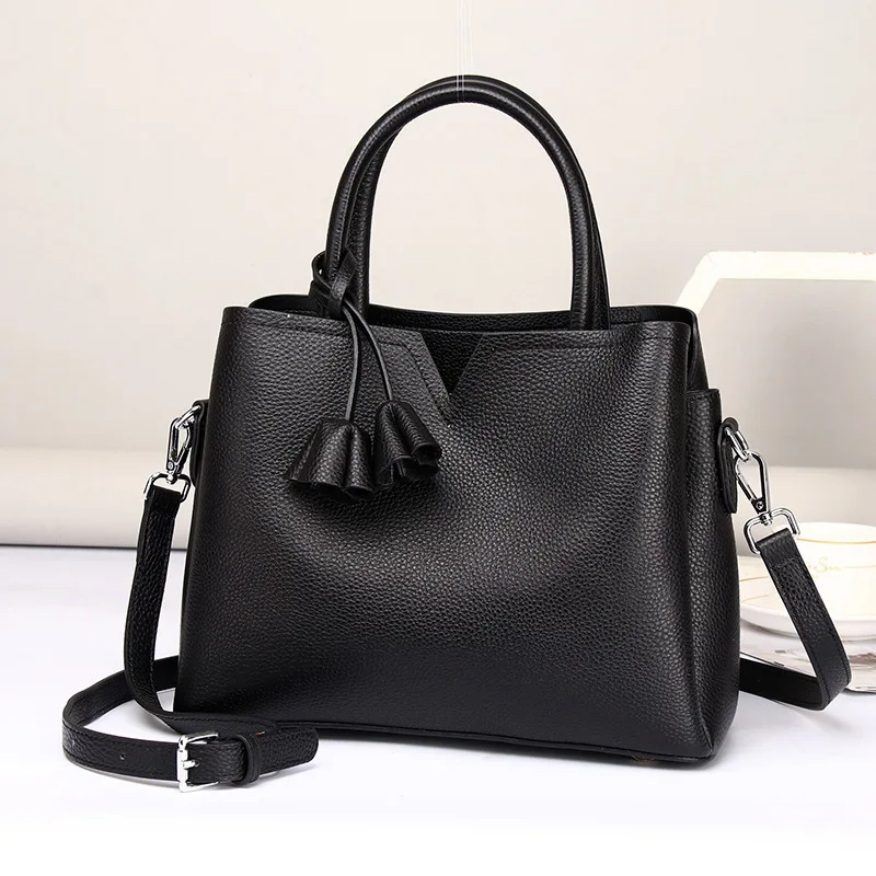 Simple Large Capacity Ladies' Bag, New Genuine Leather Handbag, High-quality Middle-aged Women's Tote Bag Temperament for Women