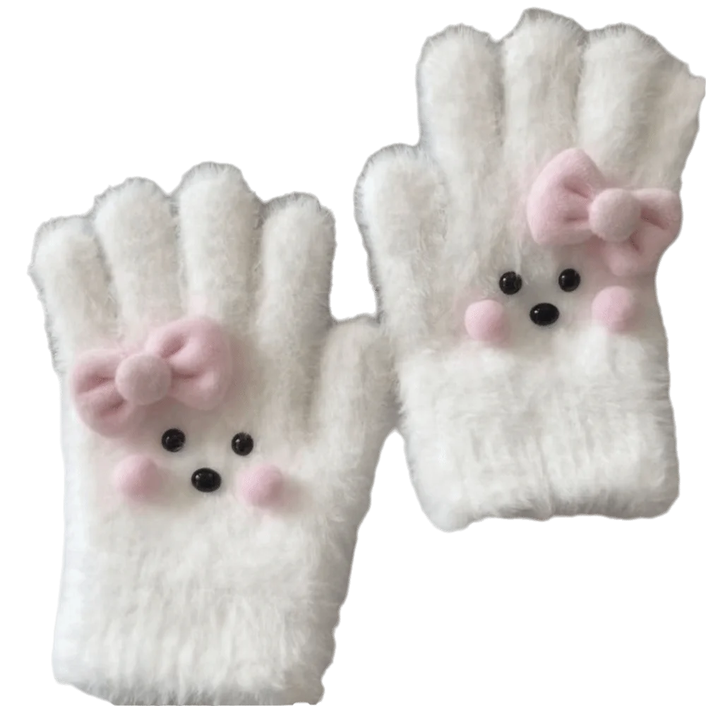 جديد المرجان المخملية المرجان المخملية قفازات ختم دفئا قفازات دافئة يندبروف الكرتون قفازات كاملة الأصابع النساء #5