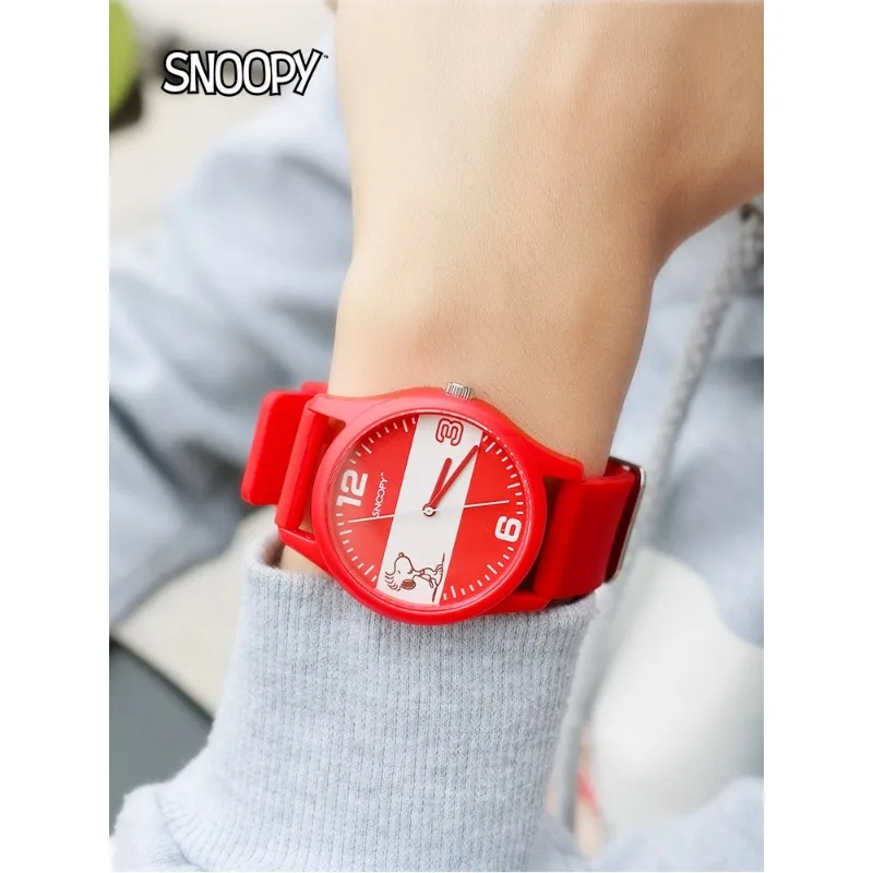 Original Snoopy Student Casual Grande Mostrador Versátil Relógio Pulseira de Silicone