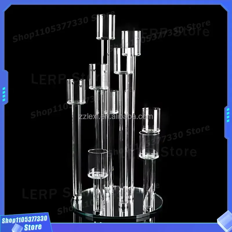 Elegant Transparent Glass Candle Holder for Wedding Table Centerpiece Floating Tea Light Lantern Decorative Pillar Jar Stand