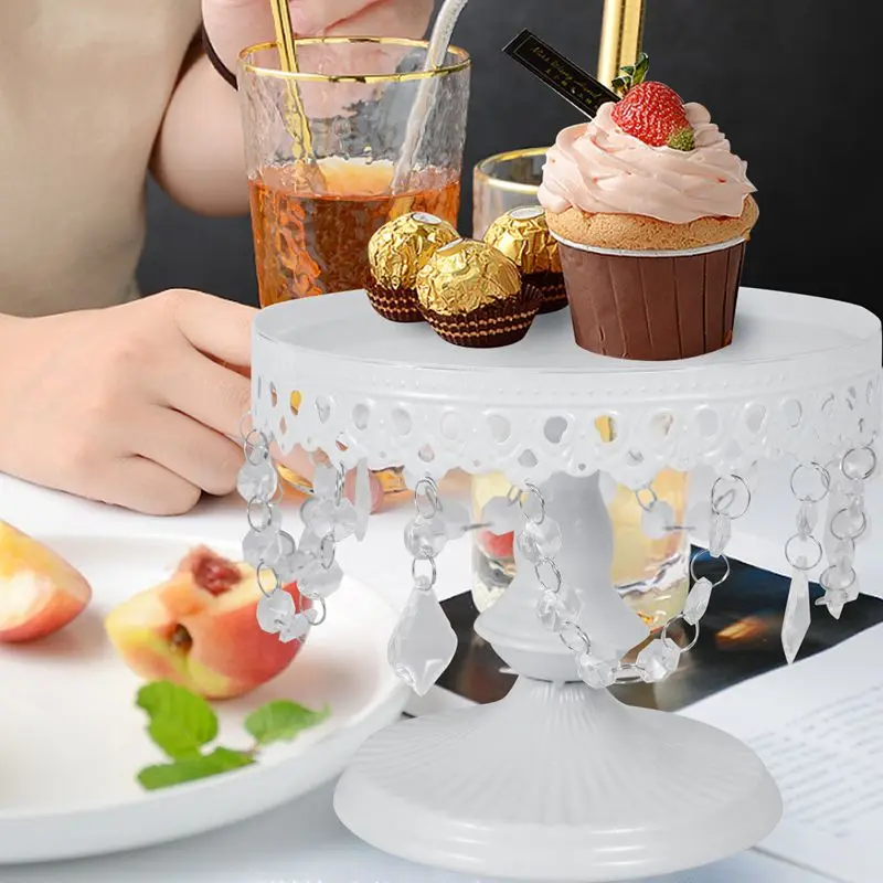 White Crystal Cake Display Stand Round Wedding Cupcake Holder Dessert Cupcake Display Plate Stand Cake Storage Rack