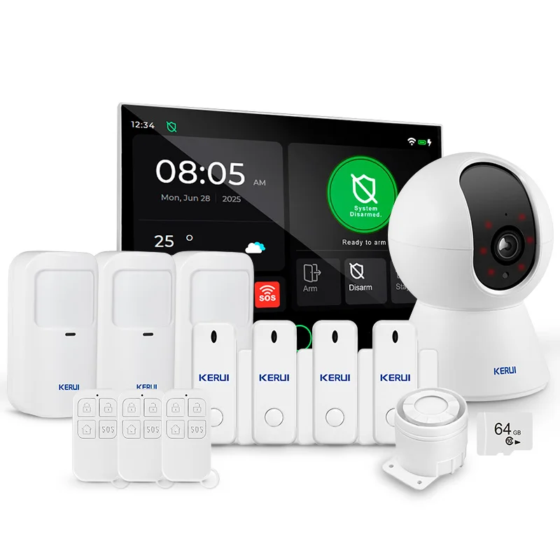 KERUI 7-inch groot touchscreen huisinbraakalarm WiFi + 4G alarmsysteem werkt met Tuya Smart FSK/ASK beveiligingsbescherming 433MHZ PIR-sensor - afbeelding 2