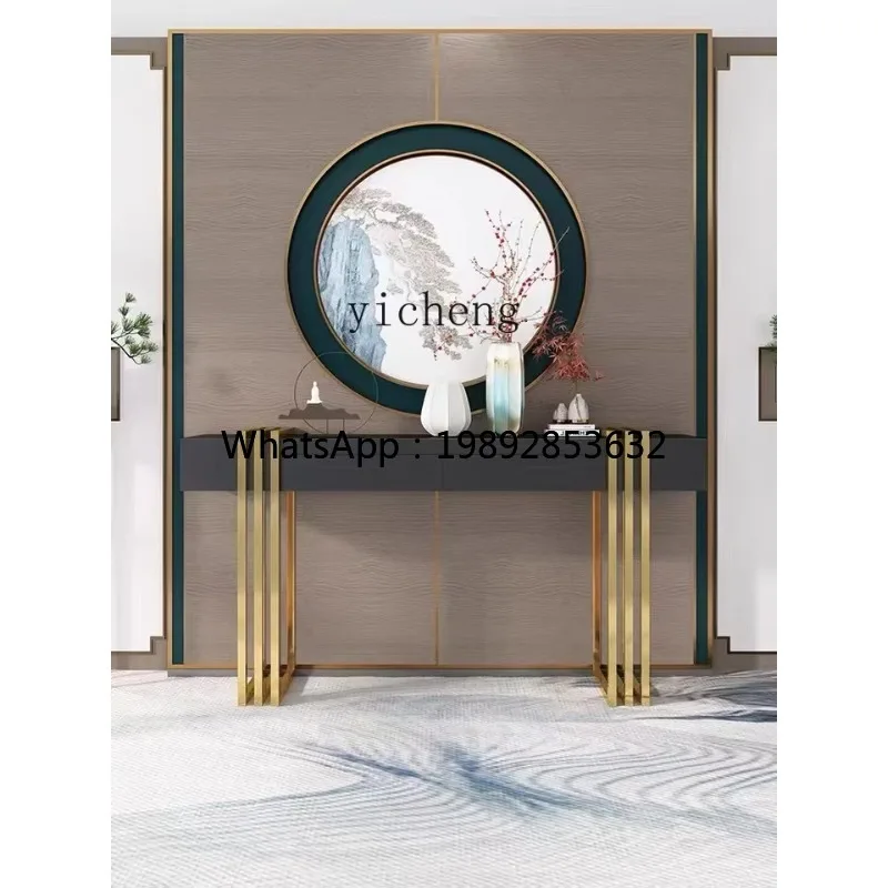 Z1 Entrance Table Simple Household Partition Corridor Square Entrance Table Stainless Steel Tripod Storage Table