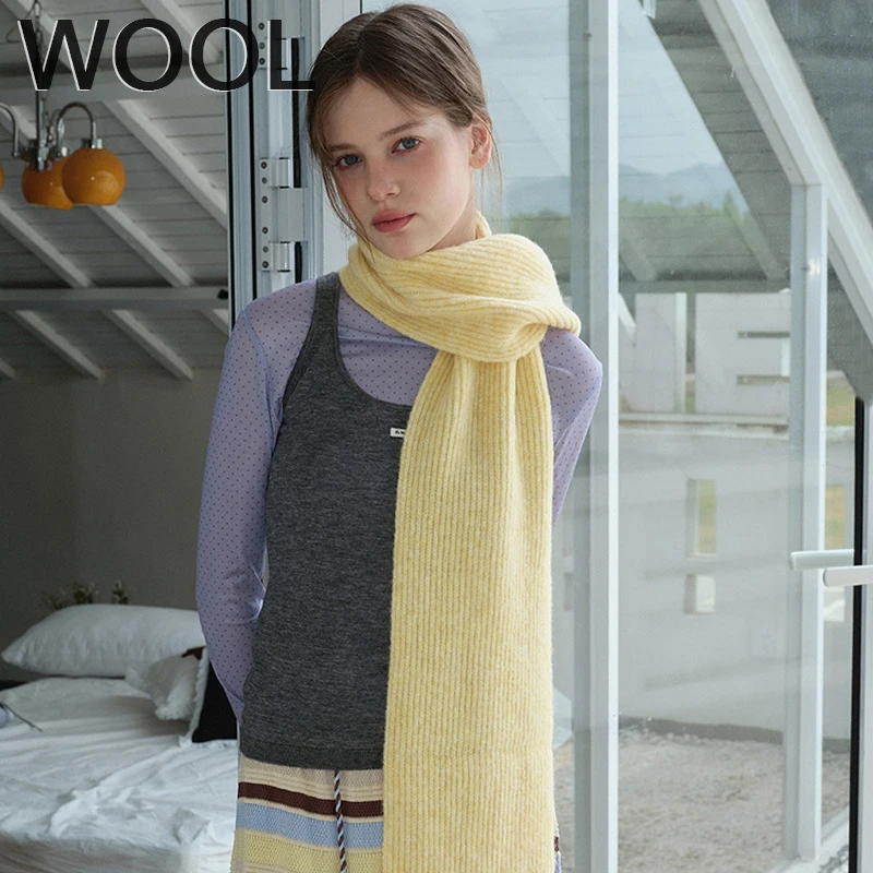 

Women's Wool Knitted Scarf for Winter Warm Shawls Scarves Solid Color Design Thickened Shawl Soft Cashmere Pashmina Neckchief