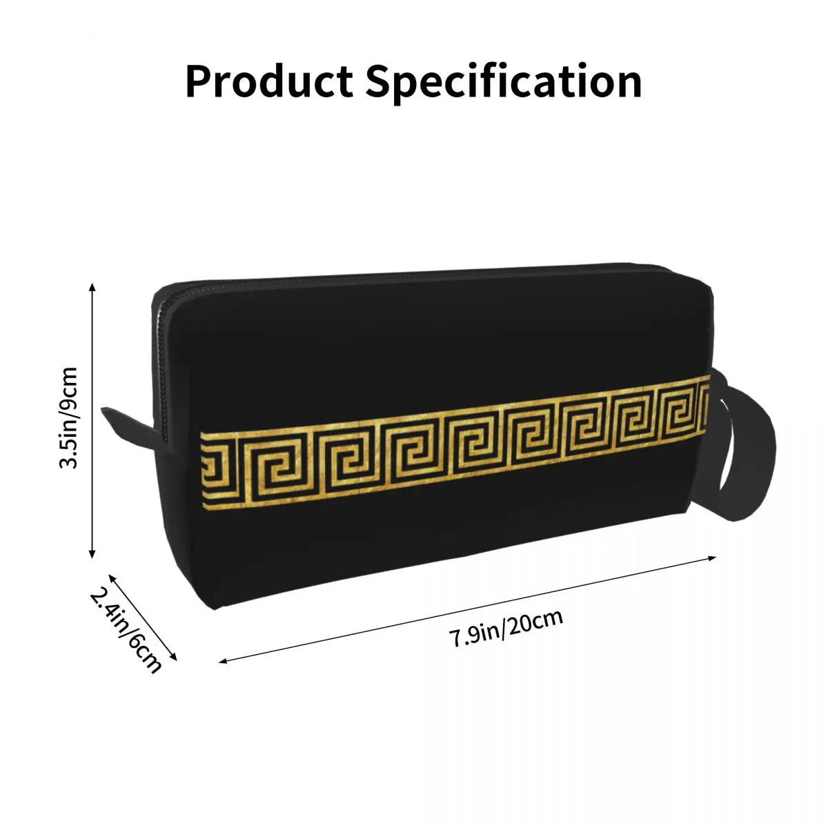 Gold Greek Key Trendy Makeup Bag Pouch Zipper Cosmetic Bag Travel Toiletry Small Makeup Pouch Storage Purse Men Women