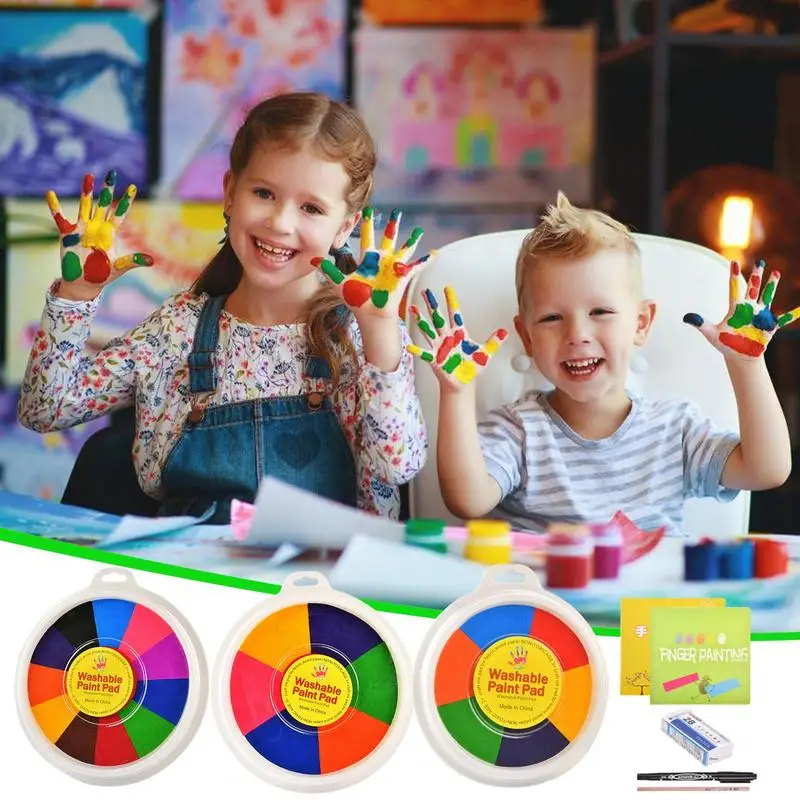 Kids Funny Finger Painting Kit Drawing Multi Color Washable Non Toxic Garden Scrapbooking Supplies for Painting  DIY Craft Toy