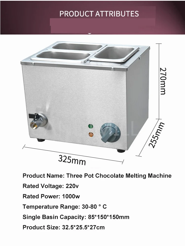 電気デジタルチョコレートメルティングマシン,断熱,加熱,メルター,3つの格子,110v,220v