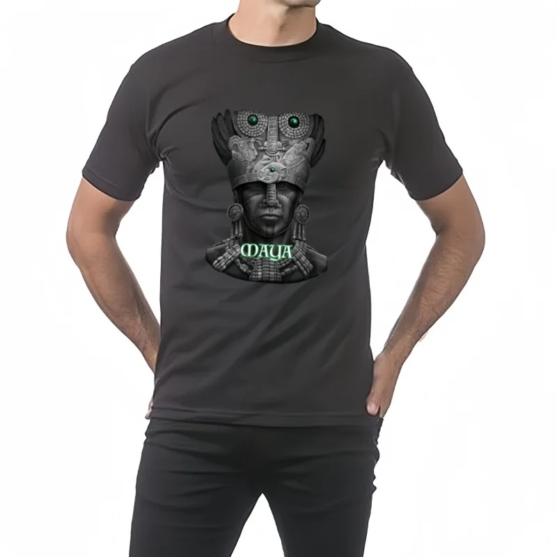 Camiseta artística Chicano con calendario azteca maya de México, camiseta informal de manga corta con cuello redondo de algodón 100% para hombre, talla S-3XL