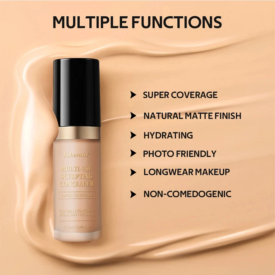 Fond de teint liquide correcteur, couverture complète, longue durée, imperméable, effet naturel, cernes, modification du contour du visage