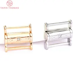 (6256) 2PCS 14MM 24K Gold Color Brass with Zircon Magnetic Connector Quality for Diy Jewelry Making Findings Accessorie