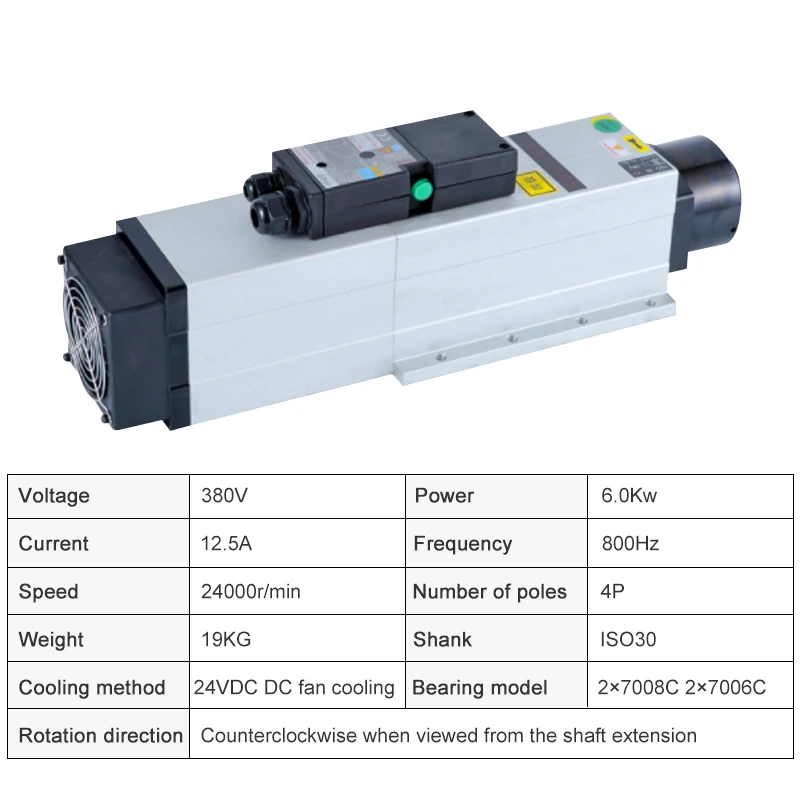 ATC Air Cooled Spindle 6.0KW 220V 380V Automatic Tool Changer Spindle Motor 24000rpm 800Hz ISO30 Tool Holder For Wood CNC Router