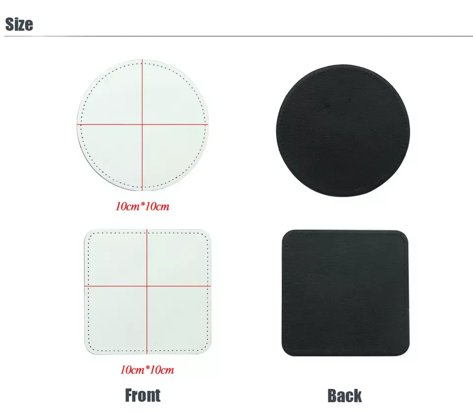 

10pcs/Lot Round White PU Leather Coasters Sublimation Coasters Tea Cup Coaster Blanks For DIY Craft Hot Pressing