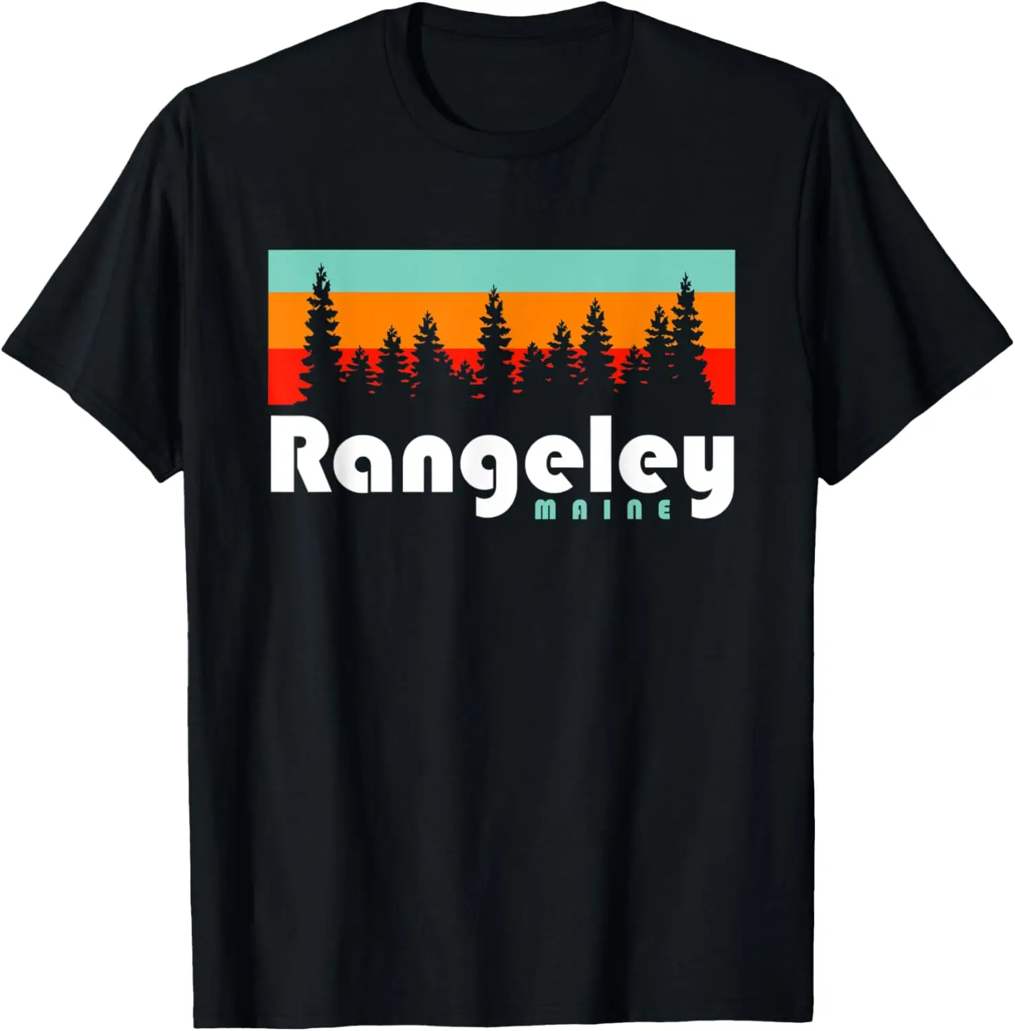 

Rangeley Maine Camping Rangeley Lake State Park Trees Retro T-Shirt