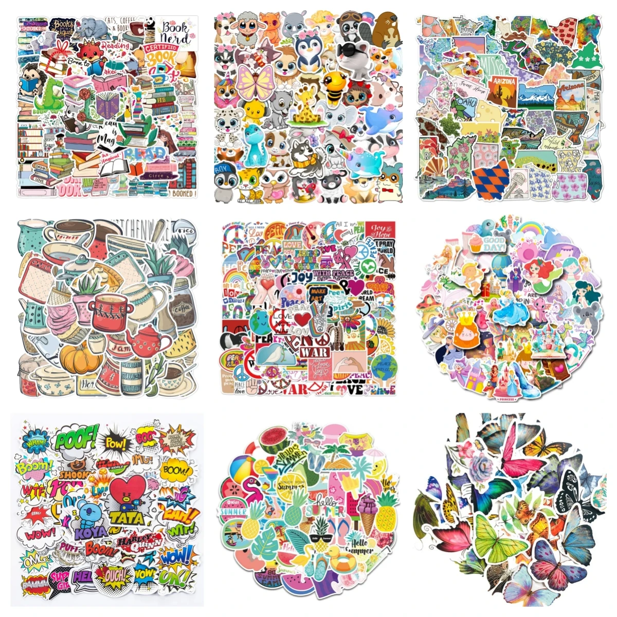 10/30/50PCS Cartoon Reading Stickers Graffiti Ipad Suitcase Notebook Helmet  Computer Pattern Scrapbook Toy Decoration Wholesale